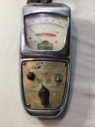 Vintage Peerless Instrument Co.  Tachometer Dwell Meter Dt - 5a 6 Or 8 Cyl.
