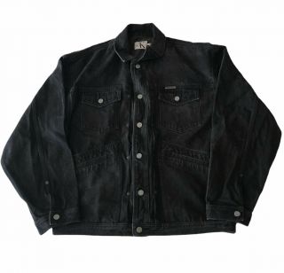 90s Vintage Calvin Klein Denim Jean Trucker Jacket Black Wash Type 3 Usa Size Xl