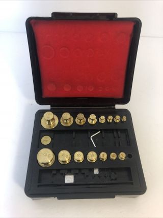 Vintage Troemner Brass Weights Set In Black Case G/oz
