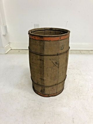 Vintage Wood Nail Keg Barrel Storage Box Basket Primitive Rustic Wooden Country
