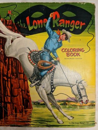 Vintage 1956 The Lone Ranger Large Coloring Book Tv Show Western Whitman