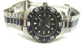 Rare Vintage Quiksilver Mens Unique Black Dial Stainless Steel Watch Qs330,  8 "