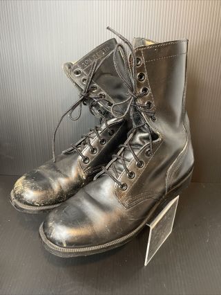 Vintage Ro Search Boots Black Leather Military Vietnam Era 1980 Size 10 1/2