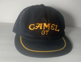 Vintage Camel Gt Racing Hat Corduroy Trucker Snapback Mesh Cap Blue Racing Usa