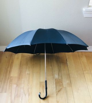 Vintage Black Umbrella Parasol With Black Carved Bakelite Handle