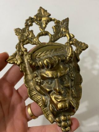 Vintage Architectural Salvage Brass Bacchus Face Wall Mount Hardware