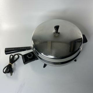 Vtg Farberware 12 " Electric Skillet 310 - B Stainless Steel W Dome Lid Frying Pan