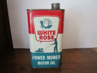 Vintage White Rose Outboard Motor Oil Tin Can/1 Imperial Quart - Advertising Sign