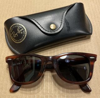 Vtg B&l Ray Ban Wayfarer 5022 Tortoise Eyeglasses Frames Made In Usa W Case