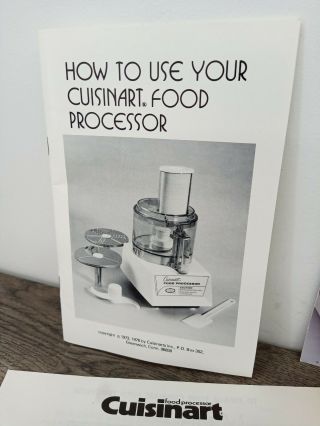 Vintage Cuisinart Food Processor Chopping Blades and pamphlets/ instructions 2