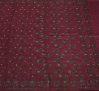 Vintage Indian Sari 100 Pure Silk All Over Woven Craft Saree Fabric Magenta