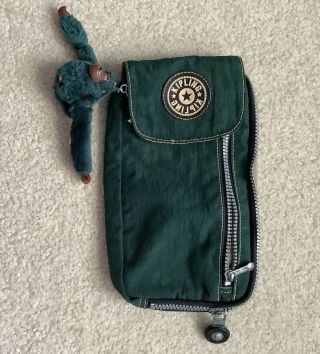 Vintage Kipling Mini Dark Green Bag Pack Purse Fur Monkey Lizzy
