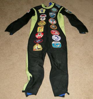 Vintage Scuba Divers Wet Suit W/ Many Patches As Pictured Size Small