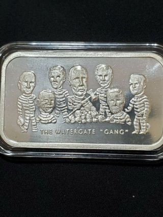 1 Ounce 999 Fine Silver Vintage Art Bar Pl " The Watergate Gang " Serialized