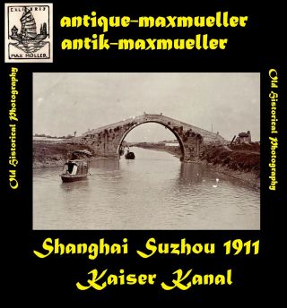 Vintage Photo China Shanghai Suzhou River Scene Kaiser Kanal Orig Photo 1911