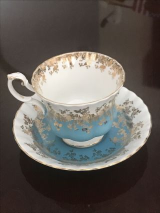 Vintage Royal Albert Regal Series Turquoise Gold Tea Cup & Saucer
