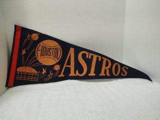 Rare Vintage 1960s Mlb Houston Astros Navy And Orange Pennant Flag 28 "