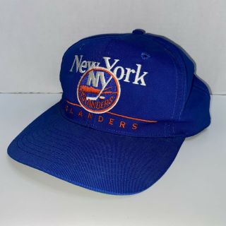 Vintage York Islanders Nhl Hockey Snapback Hat Twins Enterprise Blue One Sze