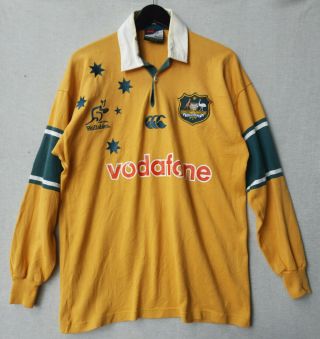 Vintage 90s Canterbury Rugby Union Australia Polo Shirts Long Sleeve Size M