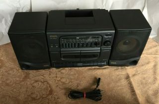 Aiwa Ca - W51u Vintage Portable Stereo Boombox Dual Cassette Player Radio