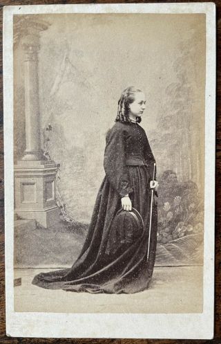Antique Carte De Viste Portrait Of Margaret Avelina Blackburne Riding Gear 1860s