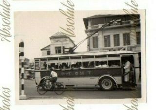 Old Photograph Penang Trolley Bus Malaya / Singapore Vintage 1940s