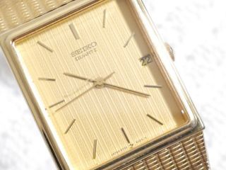 Vintage 1980 ' s Seiko Gold Tone Date Watch Three Jewels Stainless Steel Men ' s 3
