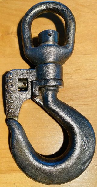 Vintage Industrial Crosby Laughlin Swivel Crane Hook Hoist Rigging Hardware Usa