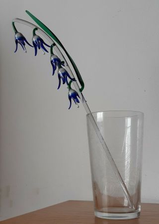 Large Vintage Mid Century Murano Italian Glass Bluebell Flower