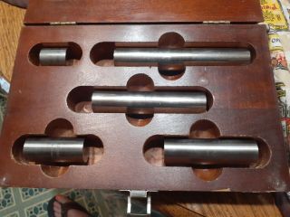 Vintage Van Keuren Precision Measuring Tool 5pc Round Gauge Block Set 1 " - 5 "