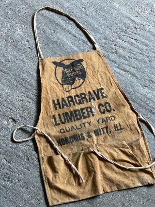 Vintage Carpenter Advertising Nail Apron Mule Hide Workwear Nokomis & Witt,  Ill