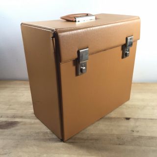 Vintage Brown Faux Leather Record Vinyl Carry Case 12” Lp Storage Box