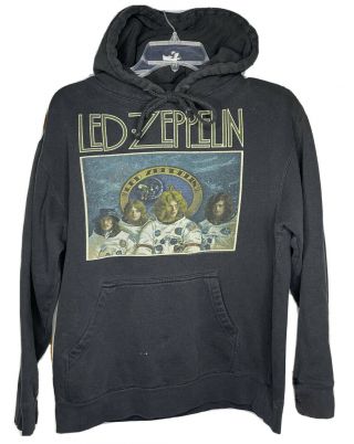 Rare Vintage Led Zeppelin World Tour Hoodie Size Small Black Double Sided 2005