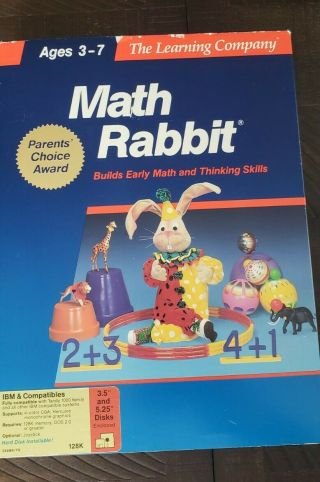 Vintage Ibm Tandy 1000 Math Rabbit The Learning Company 80s Big Box Pc