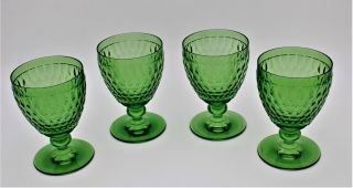 Villeroy & Boch Boston Green Water Goblets Set Of 4.  Vintage