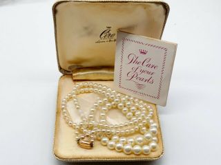 Vintage Solid 9ct Gold Rose Gold Clasp Ciro Faux Pearl 2 Row Ladies Necklace