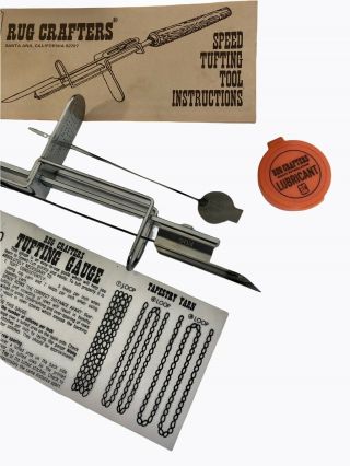 Vintage Rug Crafters Rc Speed Tufting Tool Gauge Threader Lubricant Box
