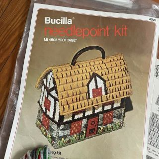 Vintage Bucilla Needlepoint Handbag Kit 4505 Cottage Unfinished Complete