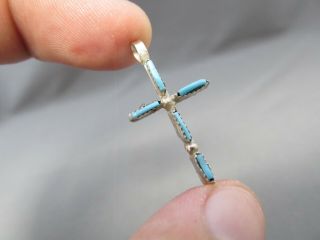Vintage Old Pawn Sterling Turquoise Coral Double Sided Cross Pendant
