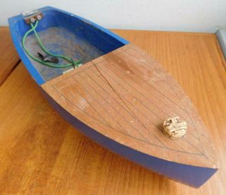 Vintage Wooden Hull Power Speed Boat Motor Launch Model 1950s A/f