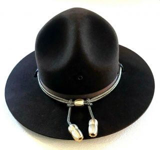 Vintage Stratton Sheriff Trooper Smokey Police Brown Felt Hat Acorn Braid 7 1/4