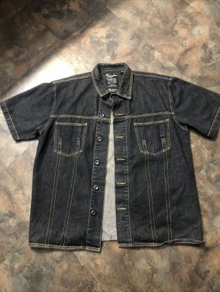 Rare Karl Kani Jeans Vintage 90s Denim Shirt Jacket Size Xl Button Front Mens