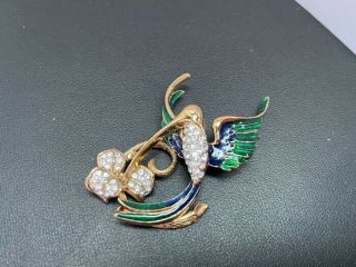 Vintage Designer A&s Attwood Sawyer Boxed Hummingbird Art Deco Brooch Jewellery