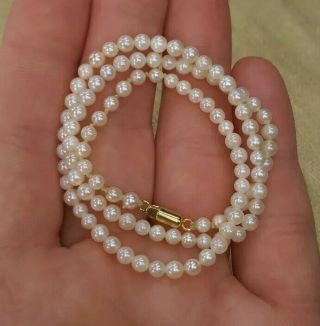 Vintage Sea Pearl 14k Yellow Gold Clasp Beaded For Baby Girl Children 