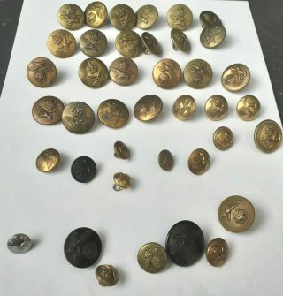 40 X Vintage Raf Buttons Mixed Group Ww1 Ww2 Kings Crown 13 Mm - 24 Mm