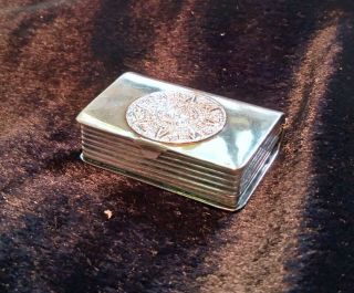 Vintage Sterling Silver Pill/snuff Box With Aztec Calendar Lid.  Made In Mexico