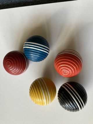 Vintage Wooden Croquet Balls 3 Stripe - Ribbed - 3 1/4 " Forster