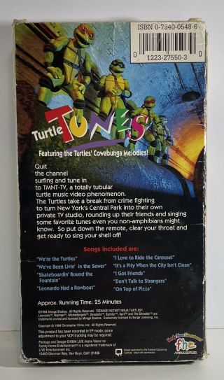 Teenage Mutant Ninja Turtle Tunes VHS Tape Vintage Ultra Rare Live Sing A Long 3
