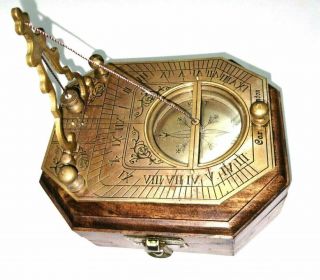 Vintage Brass Sundial Antique Gilbert & Sons London Directional Pendulum Compass