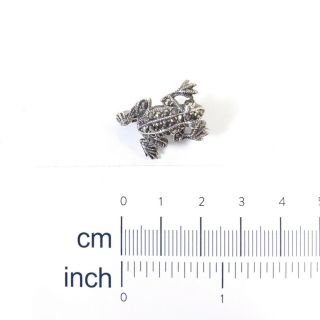 Tiny Vintage Silver Marcasite Frog Brooch Tiny Silver Brooch Toad Pin Marked 925